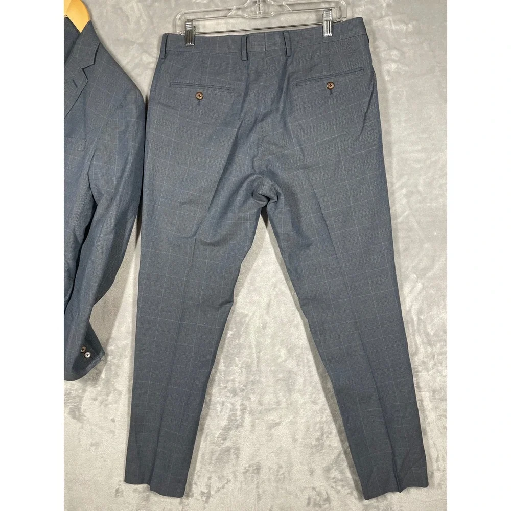 J.Crew Ludlow Slim Suit 36R 32x30 Blue Glen Plaid Baird McNutt Irish Linen